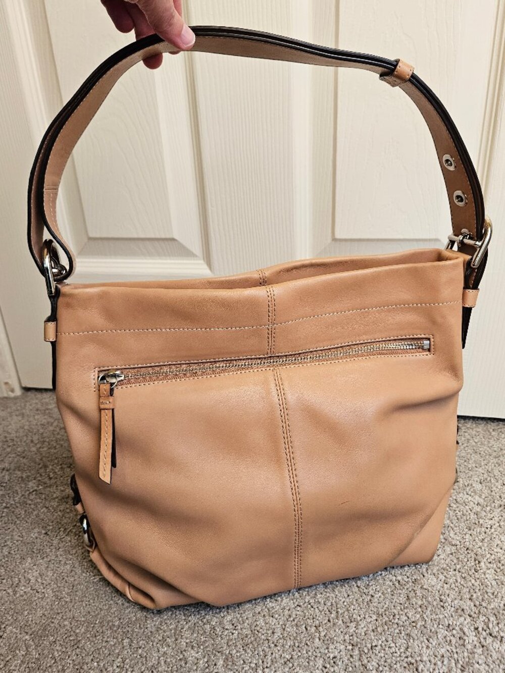 Coach Tan Leather Convertible Duffle Hobo Shoulder Bag F15064 - Picture 3 of 10